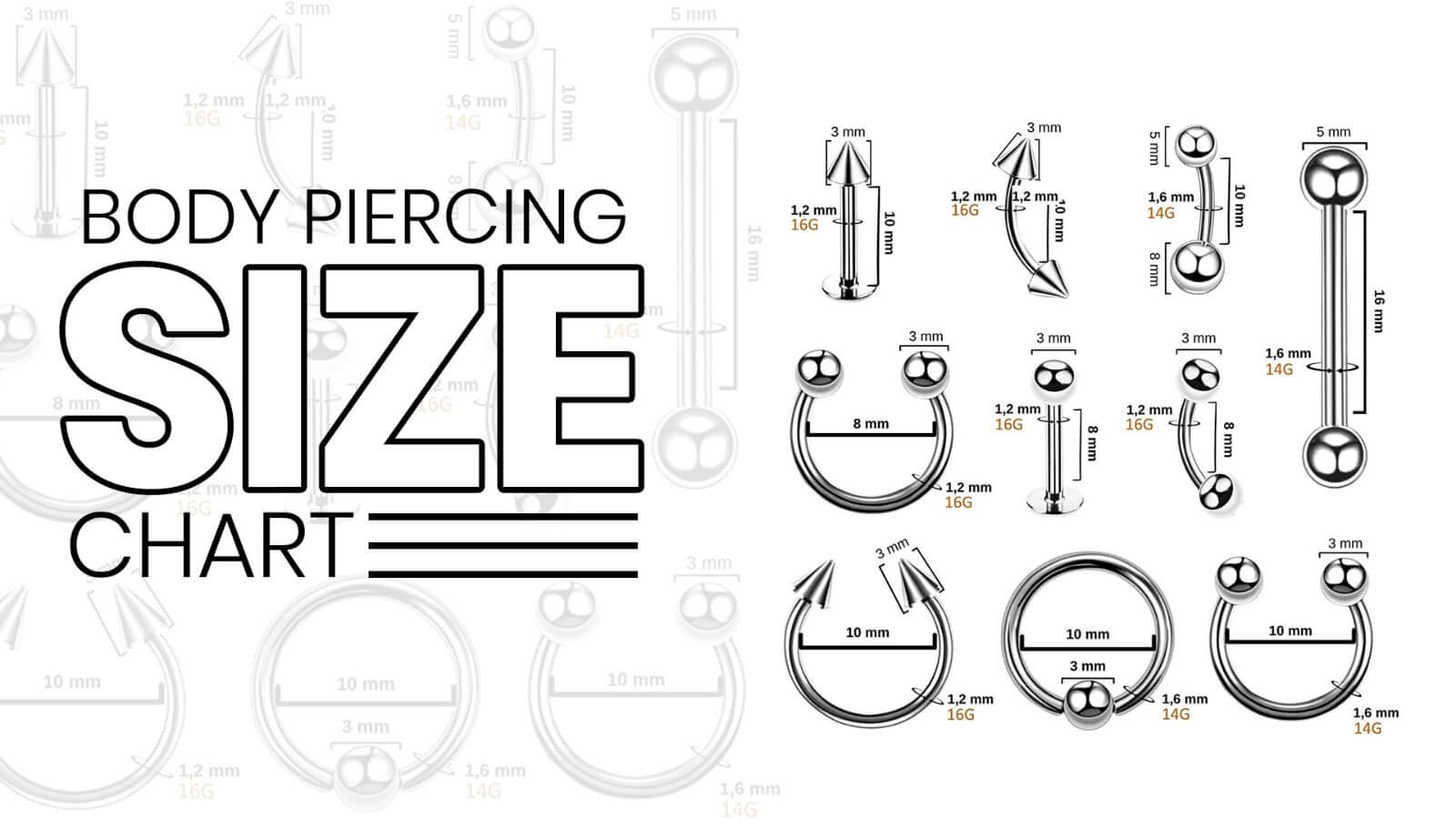 Body Piercing Size Chart